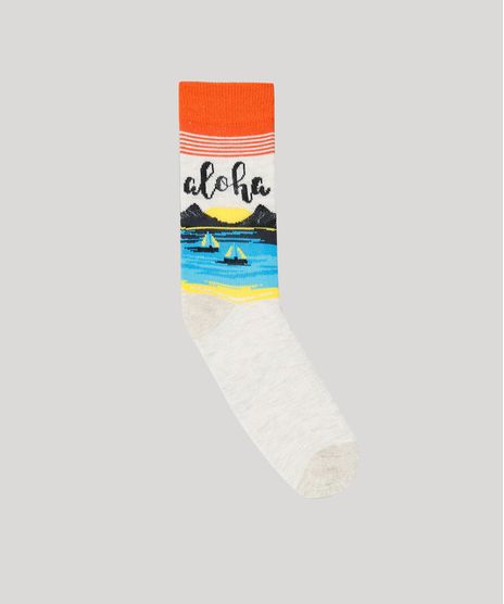 Meia-Masculina-Cano-Alto-com-Estampa-Aloha-Bege-9429293-Bege_1