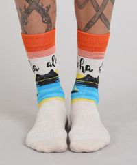 Meia-Masculina-Cano-Alto-com-Estampa-Aloha-Bege-9429293-Bege_4