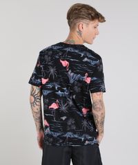 Camiseta-Masculina-Estampada-de-Flamingos-Manga-Curta-Gola-Careca-Preta-9511121-Preto_2