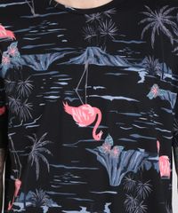 Camiseta-Masculina-Estampada-de-Flamingos-Manga-Curta-Gola-Careca-Preta-9511121-Preto_4