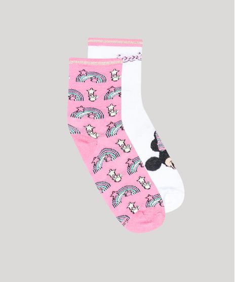 Kit-de-2-Meias-Infantis-Cano-Medio-Minnie-Multicor-9389529-Multicor_1