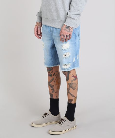 shorts jeans destroyed masculino