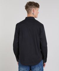 Camisa-de-Sarja-Masculina-com-Bolsos-Manga-Longa-Preta-9383071-Preto_2