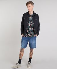 Camisa-de-Sarja-Masculina-com-Bolsos-Manga-Longa-Preta-9383071-Preto_3