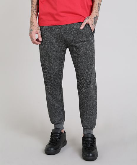 Calca-Masculina-Relaxed-em-Moletom-com-Recorte--Cinza-Mescla-Escuro-9361981-Cinza_Mescla_Escuro_1