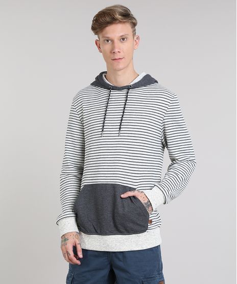Blusao-Masculino-Listrado-em-Moletom-com-Capuz-e-Bolso-Cinza-Mescla-Claro-9349336-Cinza_Mescla_Claro_1