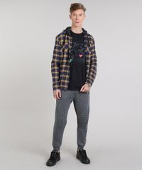 Camiseta-Masculina-com-Estampa-de-Mapa-Manga-Curta-Gola-Careca-Preta-9585237-Preto_3