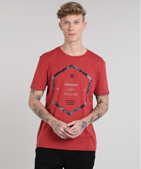 Camiseta-Masculina--Just-Chilling--Manga-Curta-Gola-Careca-Cobre-9533555-Cobre_1