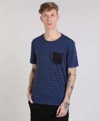 Camiseta-Masculina-Basica-Listrada-com-Bolso-Manga-Curta-Gola-Careca-Azul-Royal-9555301-Azul_Royal_1