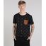 Camiseta-Masculina-Estampada-de-Penas-com-Bolso-Manga-Curta-Gola-Careca-Preta-9548221-Preto_1