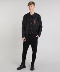 Camiseta-Masculina-Estampada-de-Penas-com-Bolso-Manga-Curta-Gola-Careca-Preta-9548221-Preto_3