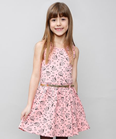 Vestido-Infantil-Estampado-de-Unicornios-com-Cinto-Sem-Manga-Rosa-9537313-Rosa_1