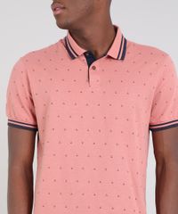 Polo-Masculina-Estampada-Mini-Print-em-Piquet-Manga-Curta-Coral-9529654-Coral_4