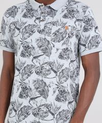 Polo-Masculina-Estampada-de-Folhagem-com-Bolso-Manga-Curta-Cinza-Mescla-9534408-Cinza_Mescla_4