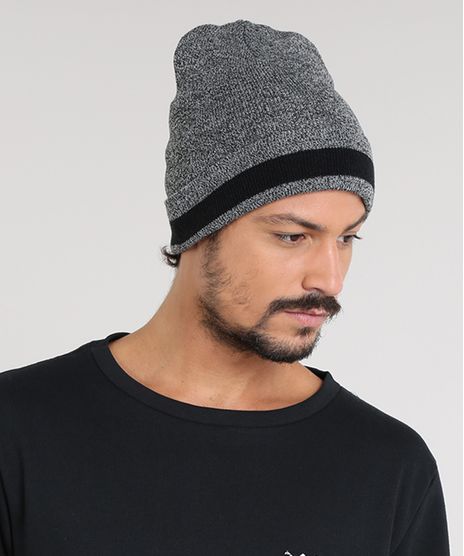 Gorro-Masculino-em-Trico-com-Listra-Cinza-Mescla-9368133-Cinza_Mescla_1