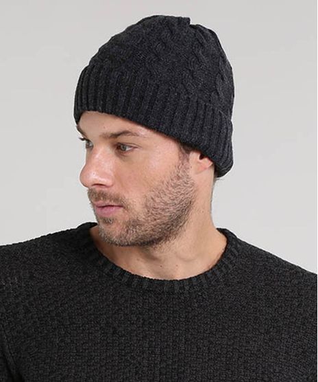 Gorro-Masculino-em-Trico-Cinza-Mescla-Escuro-9380668-Cinza_Mescla_Escuro_1