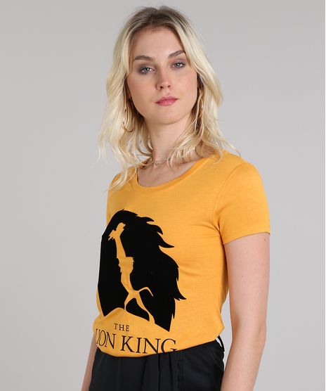 Blusa-Feminina-o-Rei-Leao-Manga-Curta-Decote-Redondo-Mostarda-9577899-Mostarda_1