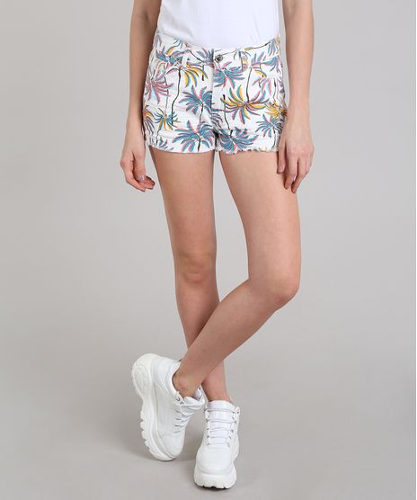 Short-de-Sarja-Feminino-Estampado-Tropical-com-Bolsos-Off-White-9586475-Off_White_1