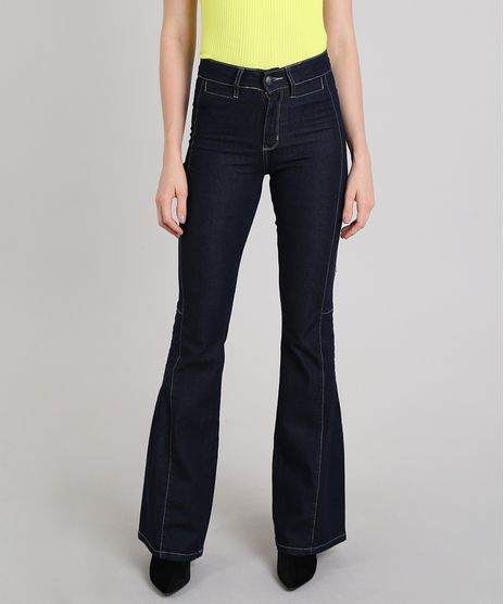 Calca-Jeans-Feminina-Sawary-Flare-com-Pespontos-Azul-Escuro-9617988-Azul_Escuro_1