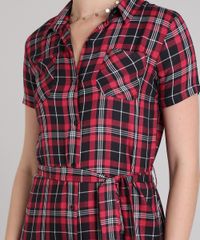 Vestido-Chemise-Feminino-Curto-Estampado-Xadrez-Manga-Curta-Vermelho-9573165-Vermelho_4