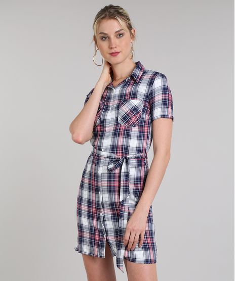 Vestido-Chemise-Feminino-Curto-Estampado-Xadrez-Manga-Curta-Azul-Marinho-9573165-Azul_Marinho_1