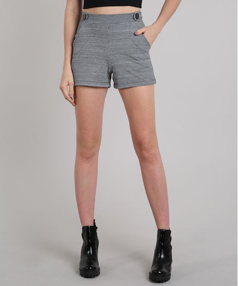 Short-Feminino-Estampado-Xadrez-com-Bolso-Cinza-9569294-Cinza_1