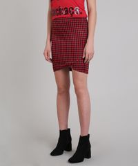 Saia-Feminina-com-Recortes-Estampada-Xadrez-com-Bolsos-Vermelho-9580057-Vermelho_1