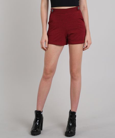Short-Feminino-Estampado-Xadrez-com-Bolso-Vermelho-9569294-Vermelho_1