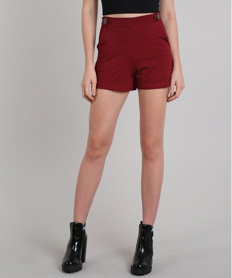 Short-Feminino-Estampado-Xadrez-com-Bolso-Vermelho-9569294-Vermelho_1