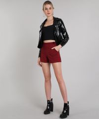 Short-Feminino-Estampado-Xadrez-com-Bolso-Vermelho-9569294-Vermelho_3