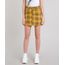 Saia-de-Sarja-Feminina-Estampada-Xadrez-com-Bolsos-Mostarda-9587507-Mostarda_1