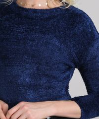 Sueter-Feminino-Cropped-em-Trico-Felpudo-Manga-3-4-Azul-Marinho-9431367-Azul_Marinho_4