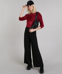 Sueter-Feminino-Cropped-em-Trico-Felpudo-Manga-3-4-Vinho-9431367-Vinho_3