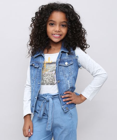 jaqueta jeans infanto juvenil feminina