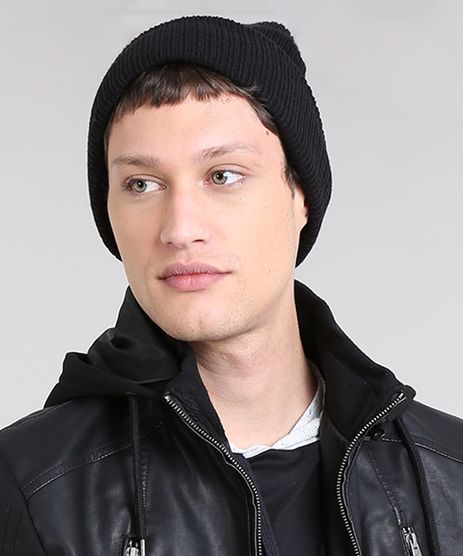 Gorro-Masculino-Basico-em-Trico-Canelado-Preto-9398751-Preto_1