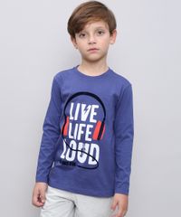 Camiseta-Infantil-com-Estampa-Flocada--Live-life-loud--Manga-Longa-Azul-9558624-Azul_1
