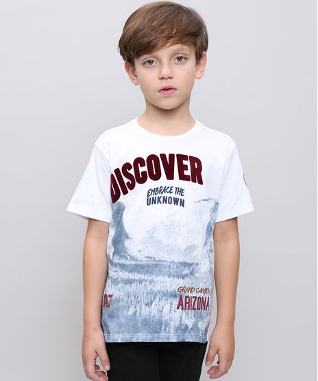 Camiseta-Infantil-com-Estampa-Flocada--Discover--Manga-Curta-Branca-9527069-Branco_1