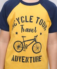 Camiseta-Infantil-Raglan--Bicycle-tour--Manga-Curta-Mostarda-9558630-Mostarda_4