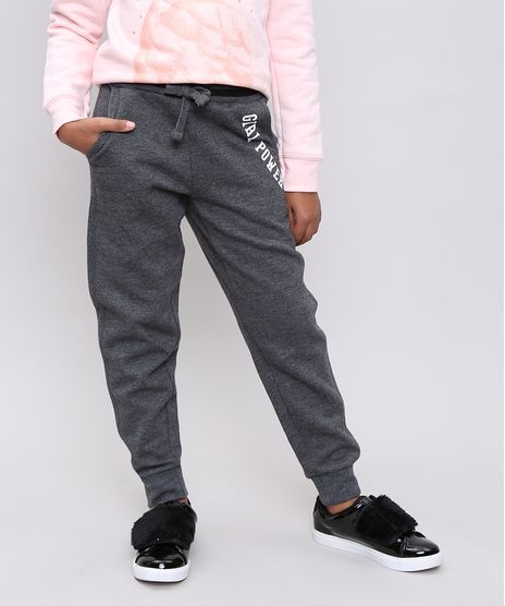 Calca-Infantil-em-Moletom--Girl-Power--Cinza-Mescla-Escuro-9347386-Cinza_Mescla_Escuro_1