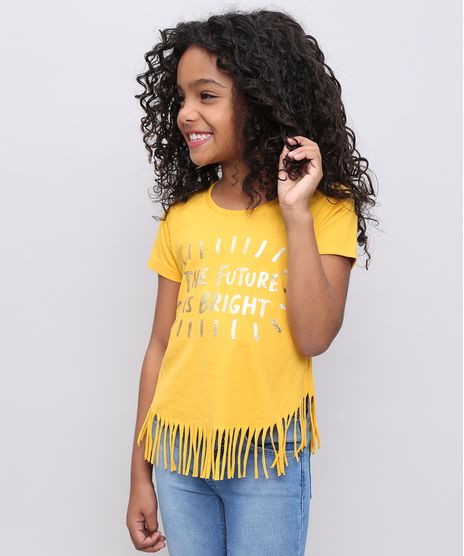 Blusa-Infantil-com-Franjas-e-Estampa-Metalizada--Bright--Manga-Curta-Mostarda-9555999-Mostarda_1