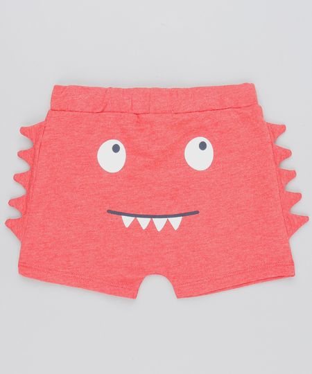 Short-Infantil-Dinossauro-em-Moletom-com-Estampa-Interativa-Vermelho-9451013-Vermelho_1