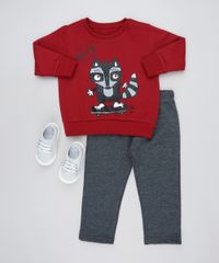 Conjunto-Infantil-de-Blusao-Guaxinim-Vinho---Calca-em-Moletom-Cinza-Mescla-Escuro-9502405-Cinza_Mescla_Escuro_3