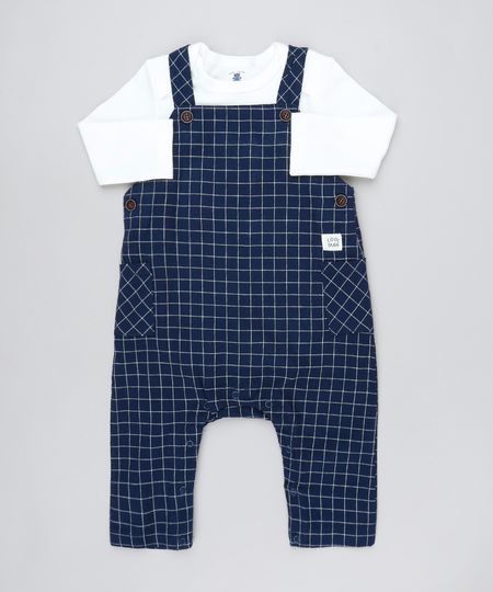 Conjunto-Infantil-de-Body-Manga-Longa-Off-White---Jardineira-Estampada-Xadrez-com-Bolso-Azul-Marinho-9451009-Azul_Marinho_1
