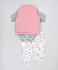 Conjunto-Infantil-de-Body-Listrado-Manga-Longa-Cinza---Colete-Puffer-Rosa---Calca-Estampada-Floral-em-Moletom-Branca-9450982-Branco_2