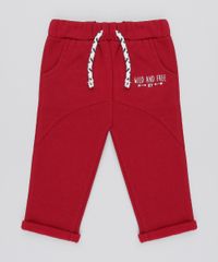 Calca-Infantil--Wild-and-Free--em-Moletom-com-Bolsos-Vinho-9450993-Vinho_1