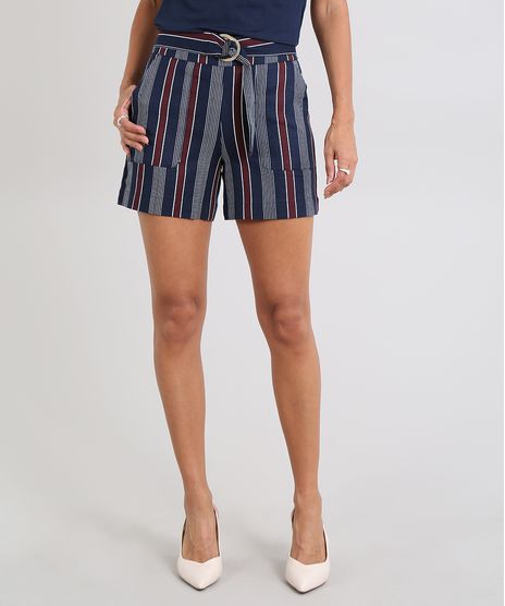 Short-Feminino-Texturizado-Listrado-com-Fivela-de-Argola-Azul-Marinho-9446210-Azul_Marinho_1