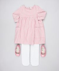 Vestido-Infantil-Estampado-Xadrez-Manga-Longa----Meia-Calca-Rosa-9450985-Rosa_3
