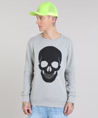Blusao-Masculino-em-Moletom-com-Estampa-de-Caveira-Cinza-Mescla-Claro-9486893-Cinza_Mescla_Claro_1