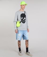 Blusao-Masculino-em-Moletom-com-Estampa-de-Caveira-Cinza-Mescla-Claro-9486893-Cinza_Mescla_Claro_3
