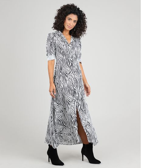 Vestido-Chemise-Feminino-Longo-Estampado-Animal-Print-Manga-Curta-Branco-9573173-Branco_1